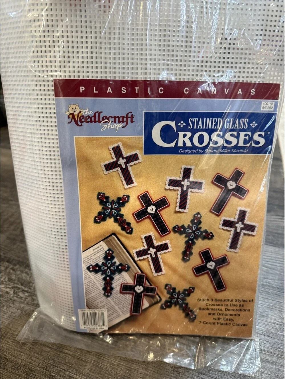 Stained Glass Crosses Plastic Canvas Kit 3 Styles of Crosses Needlecraft Shop